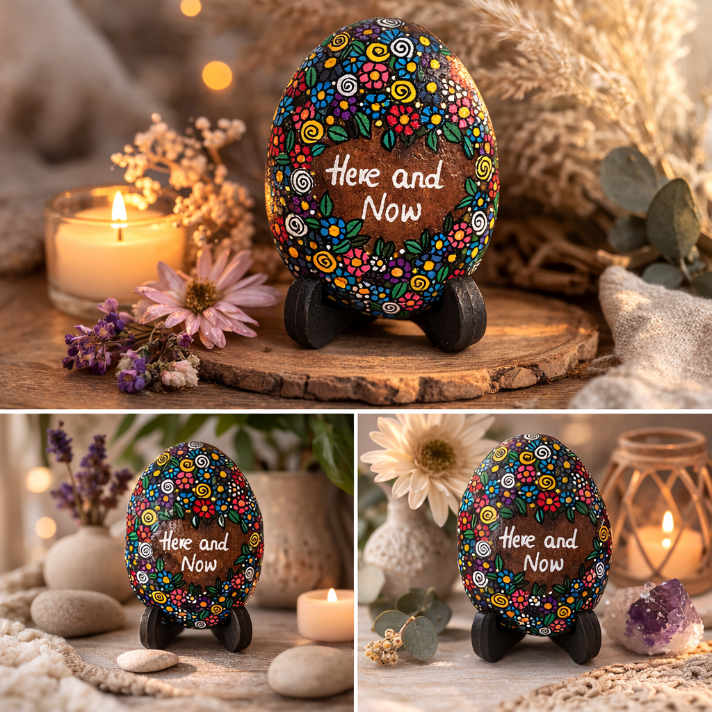 Hand Painted Stone – “Here and Now”