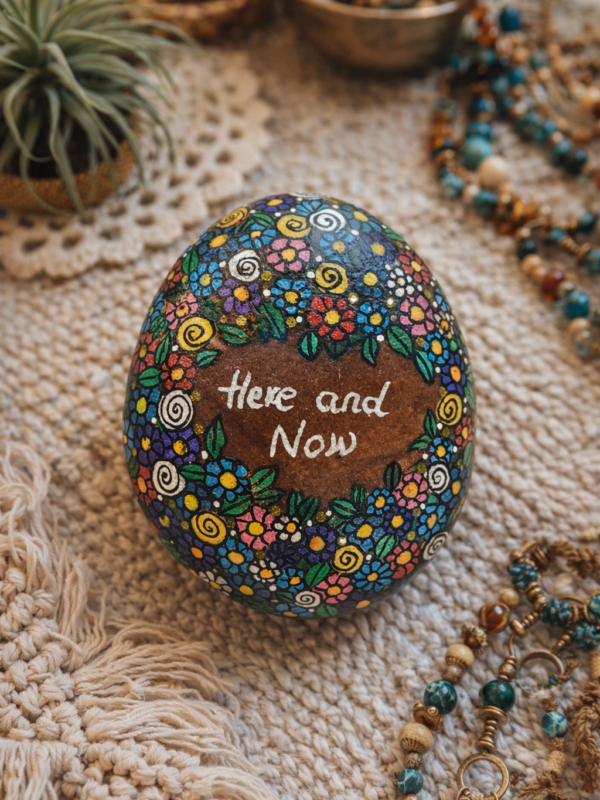 Hand Painted Stone – “Here and Now”