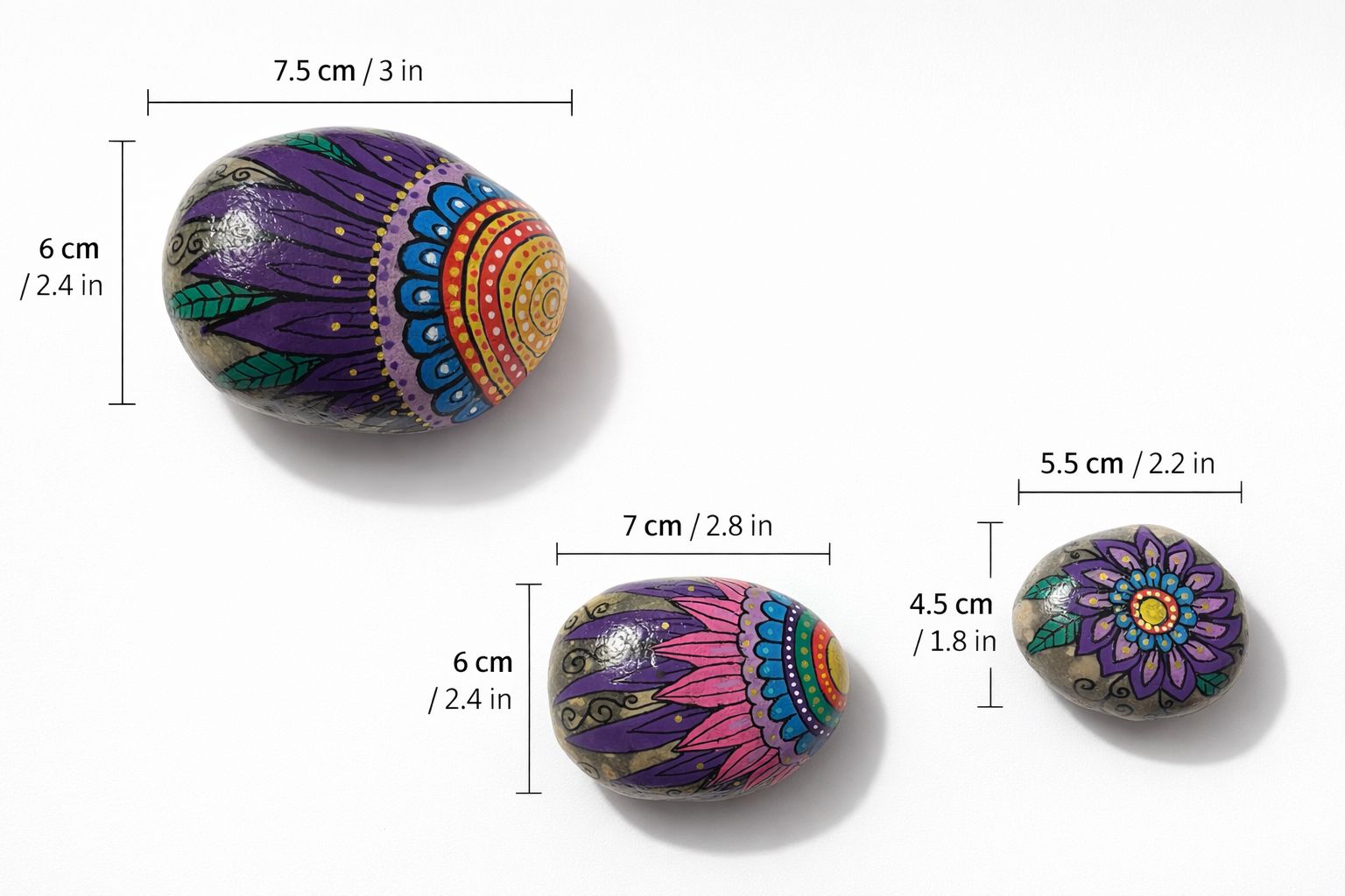 Hand Painted Stone Set "Love, Hope, Faith" Trio